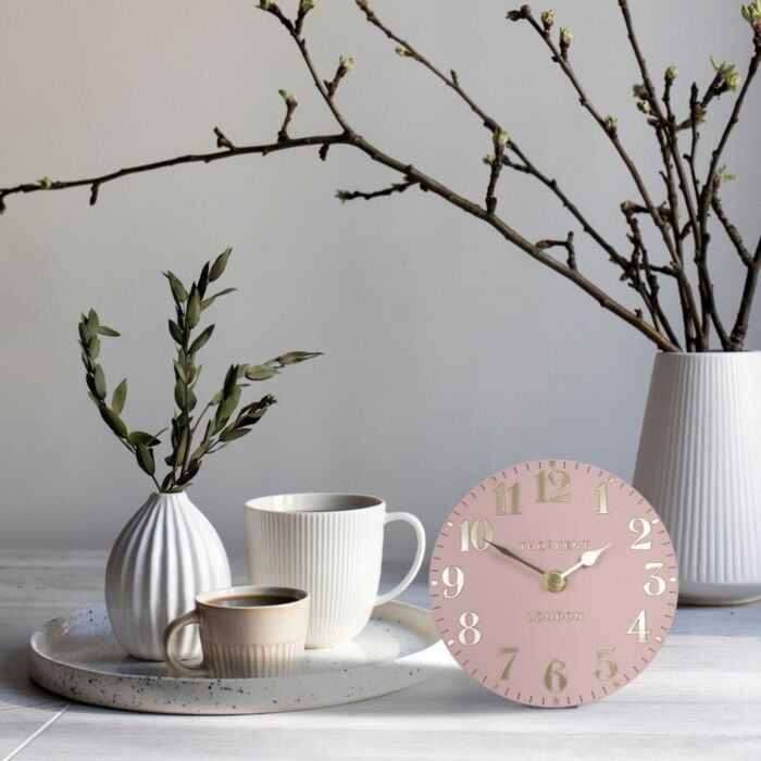 Thomas Kent Arabic Blush Pink Small Mantel Clock